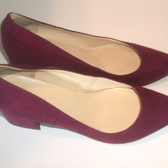 Nine West Pointy Plum Suede Low-Heel Pumps with Broad 2.25" Heels 8M - Picture 5 of 8